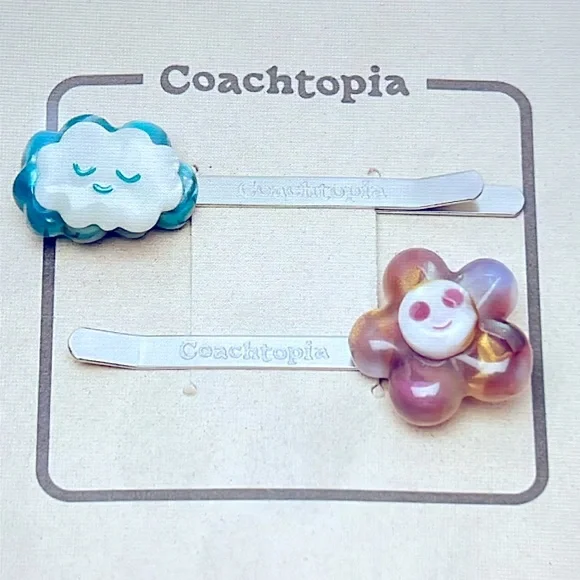 ☁️?☁️  COACH COACHTOPIA FLOWER AND HAIR CLOUD CLIP SET ☁️?☁️ NWT ☁️?☁️ Coach Coachtopia Loop Ergo cloud quilting | Mercari main image 3